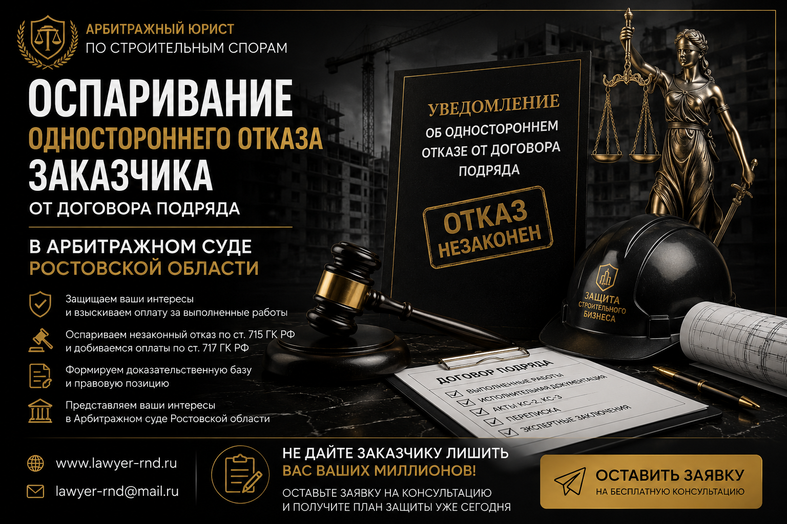 Оспаривания одностороннего отказа заказчика - Юрист +7(908)185-27-81